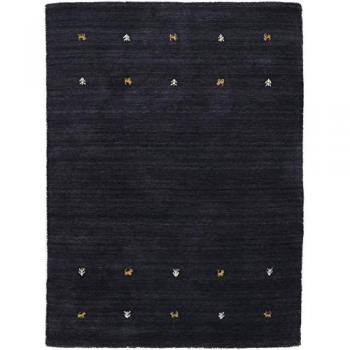 Wollteppich Gabbeh Uni, 140x200 cm, 15 mm, reine Wolle, handgewebt mit Tiermotiv
