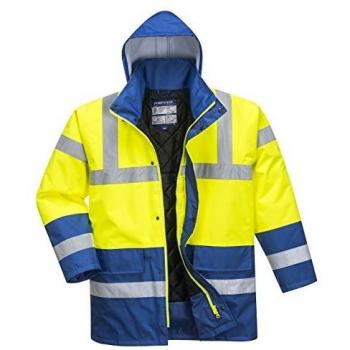 Oxford Weave 300D Class 3 Hi Vis Contrast Traffic Jacket Yellow/Royal Blue Size S
