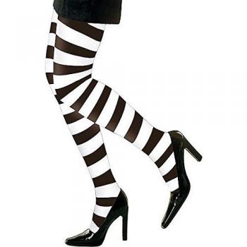 Ringel‑Strumpfhose Frau, Schwarz & Weiß, XL – Zauberhafte Karnevalskleidung