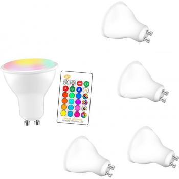 RGBW LED‑Lampenpaket (5x), 8 W, dimmbar, GU10 + E27, Herr16