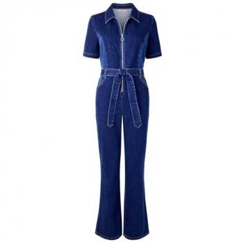 Joe Browns Women's Zip Front Denim Jumpsuit, Deep Indigo – 18