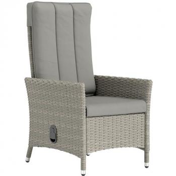 Outsunny Grey Rattan Adjustable Backrest Recliner