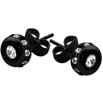 Stilvoller Edelstahl-Ring Ohrstecker mit Außenkristallen – International Connection
