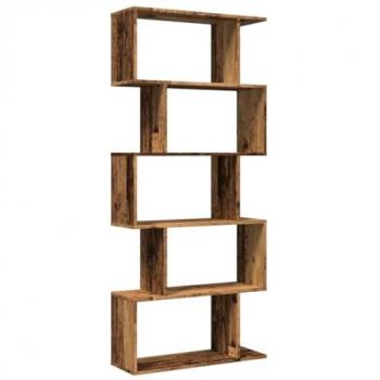 70x24x161 cm Room Divider Bookcase in Old Wood Finish