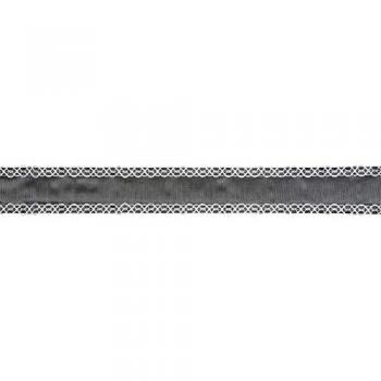 Wired Ribbon 6cm x 2.7m Pewter Double Pattern