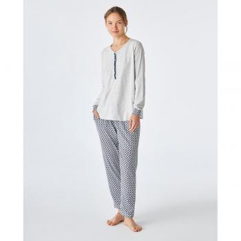 J&J Brothers Herbst-Winter-Pyjama für Frauen, Grau, Langarm, Weiches Material, Gr. M