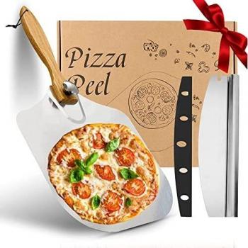 Dual-Function Pizza Cutter & Peeler with 12x14 Aluminum Surface