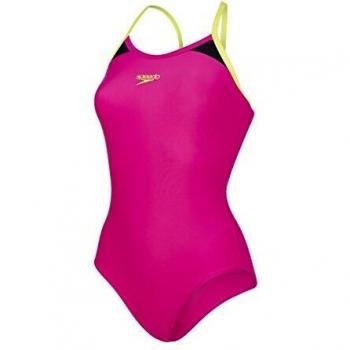 Speedo Women’s Splice Thin Strap Racerback One-Piece – Pink/Green, 36