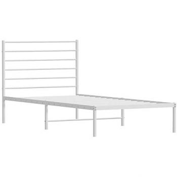 VidaXL Black Metal Bed Frame with Headboard 75x190cm Small Single