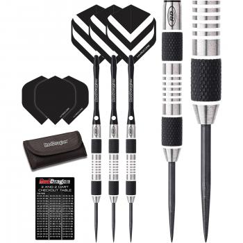 Dardos RED DRAGON Chevron 90% de tungsteno con vuelos y ejes