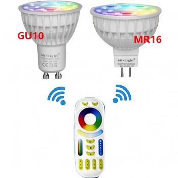 Lampe LED 4W MR16 GU10 avec réglage d'intensité RGB + CCT pour salon