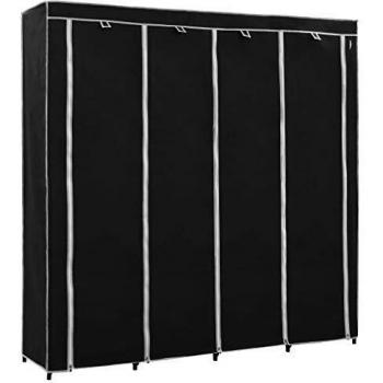 Sonata Black Wardrobe with 4 Divisions 175x45x170 cm