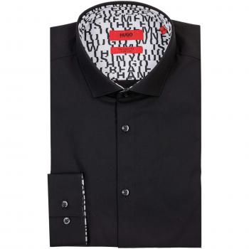 Hugo Erondon Herrenlangarm‑Bluse Schwarz, 38 S – Formelle Mode