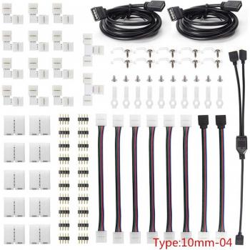 Conector de Luz para Tira LED RGB 10 mm 4 Pin – Kit Completo