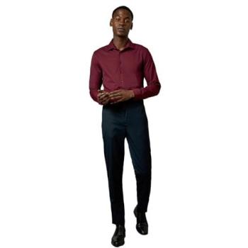 Easy Iron Burgundy Men’s Slim Long-Sleeve Top – Size 17