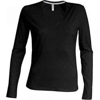 T-shirt a maniche lunghe donna Kariban Col V