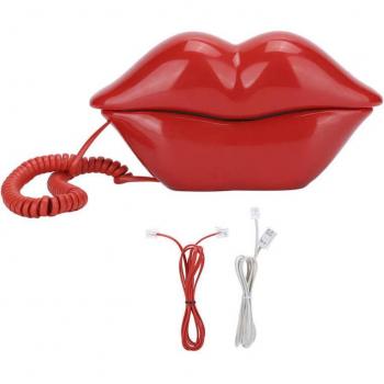 Home Office Mouth‑Style Desk Phone WX‑3016 – Pink/Red, Electroplating Available