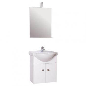 Mobile Bagno Sospeso Emma 58 con Lavabo e Specchio Bianco