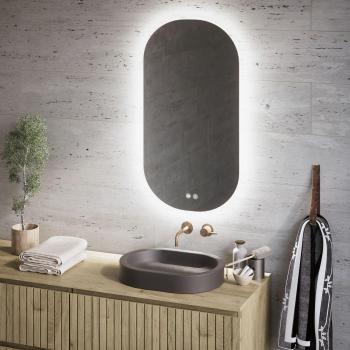 Mirador Oval 50x90 cm con Iluminación LED Controlada, Interruptor Táctil, Antivaho y Apagado Automático