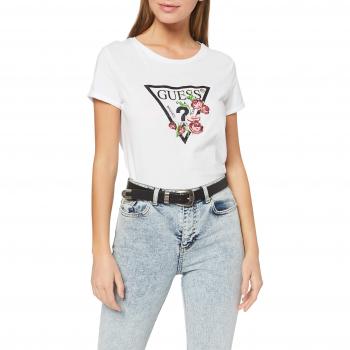 Tee sans manches Guess Foliage, Blanc (True White A000 Twht), Large Femme