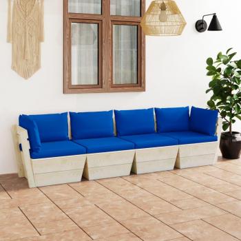 Garten-Palettensofa 4-Sitzer Fichtenholz inkl. Kissen