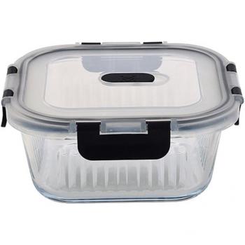 Caja refrigeradora Masterpro Foodies 800 ml vidrio borosilicato negro