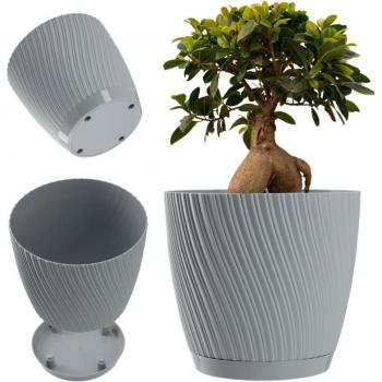 KADAX 23cm Grey Plastic Vaso and Base