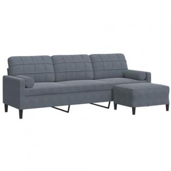 Trivietė 210 cm Contemporary Sofa, Dark Grey, Arm‑Rest Style – Acrylic Accents