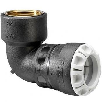 Plasson Coude 90° PEHD Encliquetable Ø40 Laiton Femelle 11/4 Série 1