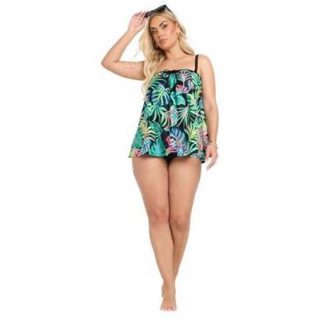 Aqua Palm Tribal Tankini in Emerald Green
