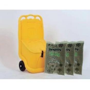 75L Mobile Yellow Salt and Grit Bin Kit with 3 x 25kg Brown Salt