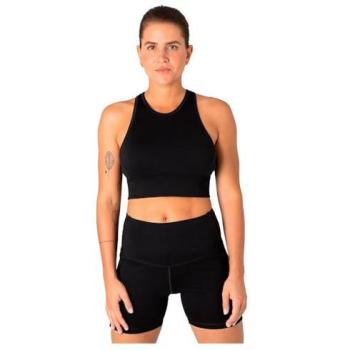 Super Natural Jet Black Liquid Flow Athletic Top for Women, Large