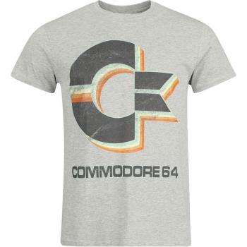 Commodore 64 Gaming‑Tee – Retro Logo, Herren, Größe S, Grau meliert – EMP Exklusiv