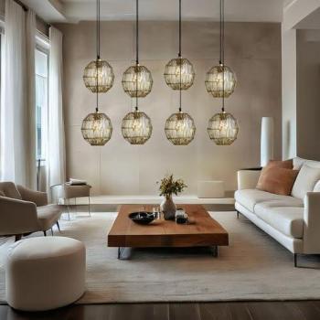 Brass Hermi II Cluster Pendant Light, 8 E27 Bulbs