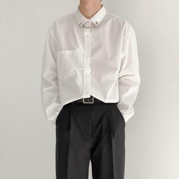 Camisa de satén de lujo para hombre, blusa de negocios holgada, manga larga, botones, estilo japonés, 2022