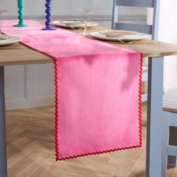 Pink-Red OHS Scallop Table Runner – Matte Velvet Finish