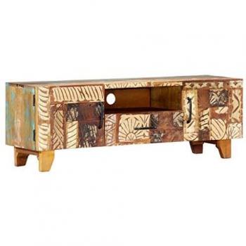 Hand-Carved Solid Wood TV Cabinet, 120x30x40 cm, Reclaimed