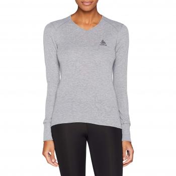 Odlo Suw Top V-Neck L/S Active Originals Warm Camiseta, Mujer, Gris (Melange), XS