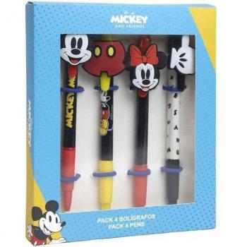 Mickey Mouse-Bolígrafo Mickey Mouse 4 Unidades Multicolor