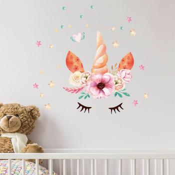 Stickers muraux licorne à fleurs