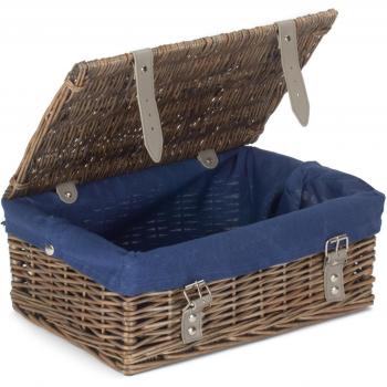 35cm Antique Wash Wicker Hamper Basket with Cotton Lining