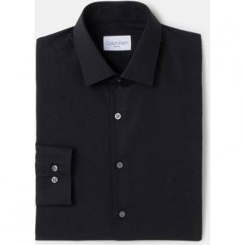 Calvin Klein Camisa de Popelín Hombre Slim Negra
