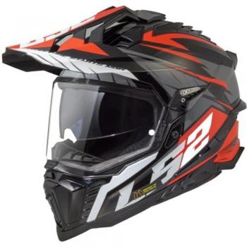 Casque de motocross LS2 MX701 Explorer Spire Noir Gris Rouge taille : XL