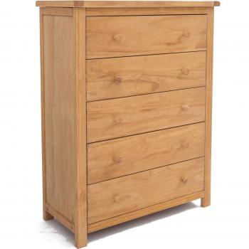 Lugo 5-Drawer Wooden Chest with Knobs