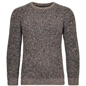 RAGMAN Herren Strickpullover Tweed L, Taupe-Grau mouliniert-187
