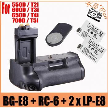 Vertical Multi‑Battery BG‑E8 con 2x LP‑E8 para Canon EOS 700D/600D/550D/