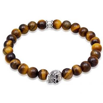Herzhaftes Hunderttausend‑Armband: Totenkopf & Tigerauge KUZZOI