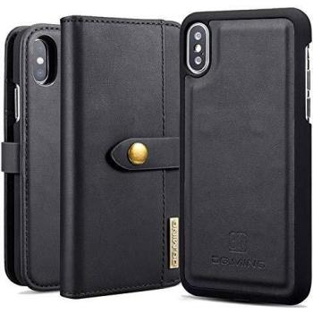 Black 2‑in‑1 Wallet Cover for iPhone X and XS – DG.MING