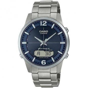 Lineage Solar Radio‑Controlled Silver Titan Men's Watch