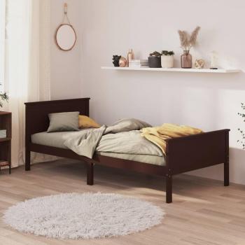 Jinlefu Bed Frame Dark Brown Solid Wood Pine 90x200 cm